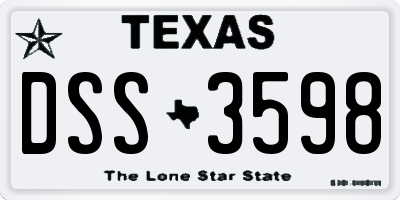 TX license plate DSS3598