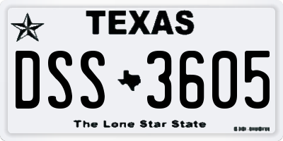 TX license plate DSS3605