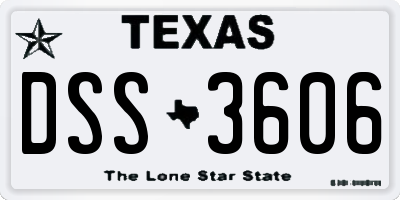 TX license plate DSS3606