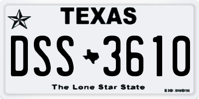 TX license plate DSS3610