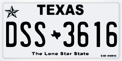 TX license plate DSS3616