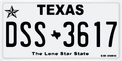 TX license plate DSS3617