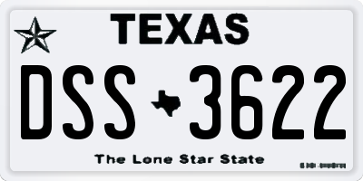 TX license plate DSS3622