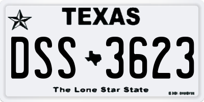 TX license plate DSS3623