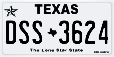 TX license plate DSS3624