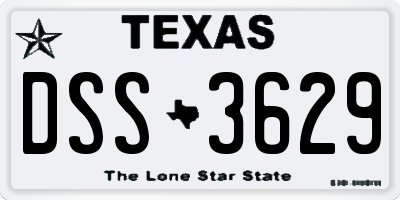 TX license plate DSS3629