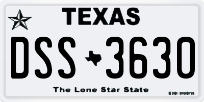 TX license plate DSS3630