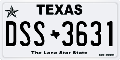 TX license plate DSS3631
