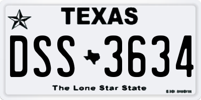 TX license plate DSS3634