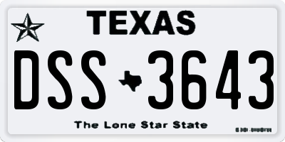 TX license plate DSS3643