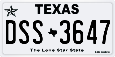 TX license plate DSS3647