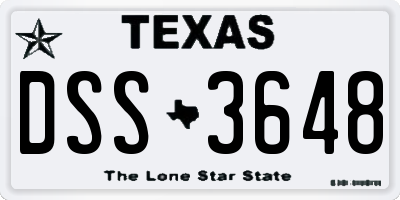 TX license plate DSS3648