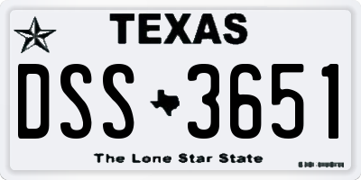 TX license plate DSS3651