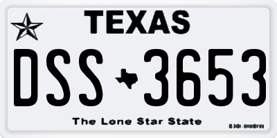 TX license plate DSS3653