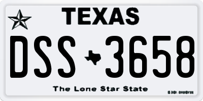 TX license plate DSS3658