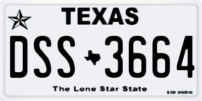 TX license plate DSS3664