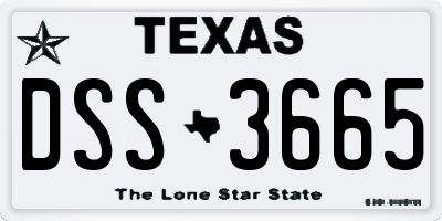 TX license plate DSS3665