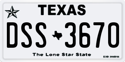 TX license plate DSS3670