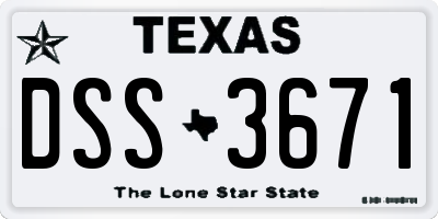 TX license plate DSS3671