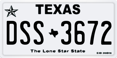 TX license plate DSS3672