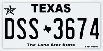 TX license plate DSS3674