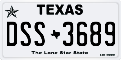 TX license plate DSS3689