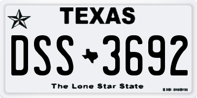 TX license plate DSS3692