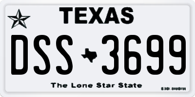TX license plate DSS3699
