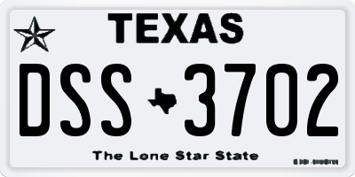 TX license plate DSS3702