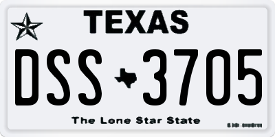 TX license plate DSS3705