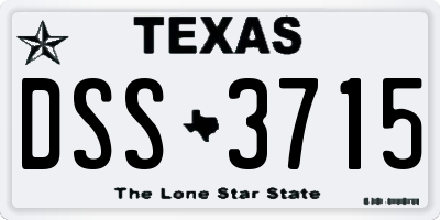 TX license plate DSS3715