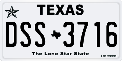 TX license plate DSS3716