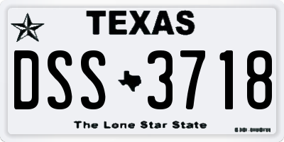 TX license plate DSS3718