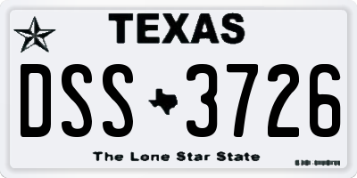 TX license plate DSS3726