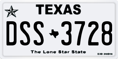 TX license plate DSS3728