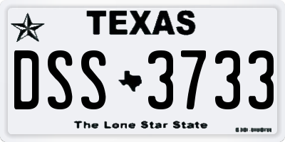 TX license plate DSS3733