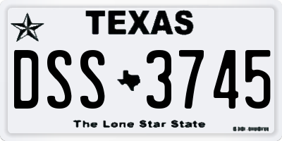 TX license plate DSS3745