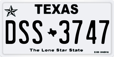 TX license plate DSS3747