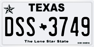 TX license plate DSS3749
