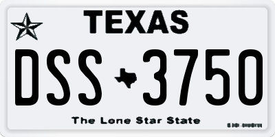 TX license plate DSS3750