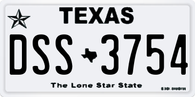 TX license plate DSS3754
