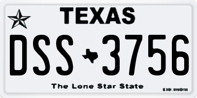 TX license plate DSS3756