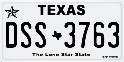 TX license plate DSS3763