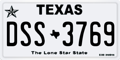 TX license plate DSS3769
