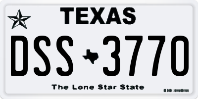 TX license plate DSS3770