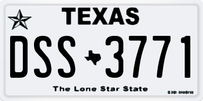 TX license plate DSS3771