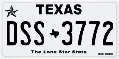 TX license plate DSS3772