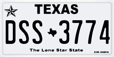 TX license plate DSS3774