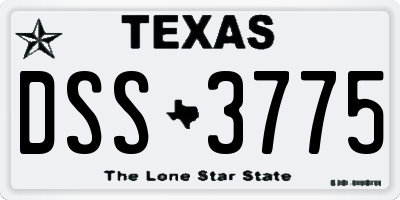 TX license plate DSS3775