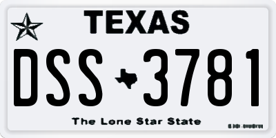 TX license plate DSS3781